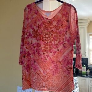 Charter Club pink/ivory/mauve 3/4 top XXL GOOD CONDITION